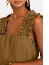 Load image into Gallery viewer, FRAME 
Ruffle Strap Tank In Olive - Moss, medium
