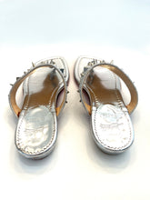 Load image into Gallery viewer, Christian Louboutin, metallic silver studded sandals, size 39
