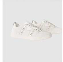 Load image into Gallery viewer, MAJE NEW IN BOX FURIOUS 120 STUDDED WHITE LEATHER SNEAKERS, SIZE 40
