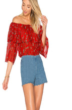 Load image into Gallery viewer, ALICE + OLIVIA
Meagan Off-the-Shoulder Double-Layer Floral Top, large
