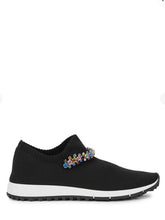 Load image into Gallery viewer, JIMMY CHOO Verona Crystal-Embellished Stretch-Knit Sneakers - Black, SIZE 41
