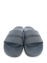 Load image into Gallery viewer, BALENCIAGA Rubber Logo Pool Slide Sandals, size 39
