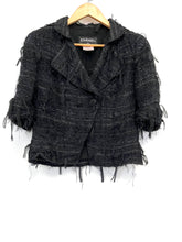 Load image into Gallery viewer, CHANEL VINTAGE 05A Black LESAGE Tweed Lace Metallic CC buttons CC FR38
